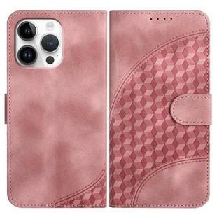 For iPhone 16 Pro Max YX0060 Elephant Head Embossed Phone Leather Case with Lanyard(Pink)