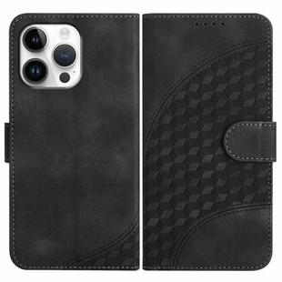 For iPhone 16 Pro Max YX0060 Elephant Head Embossed Phone Leather Case with Lanyard(Black)