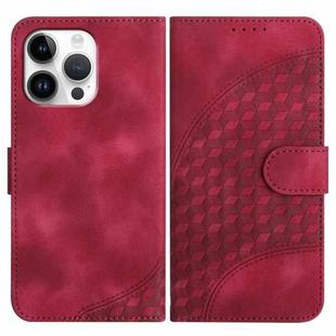 For iPhone 16 Pro Max YX0060 Elephant Head Embossed Phone Leather Case with Lanyard(Rose Red)