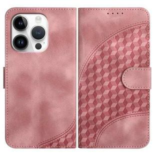 For iPhone 16 Pro YX0060 Elephant Head Embossed Phone Leather Case with Lanyard(Pink)