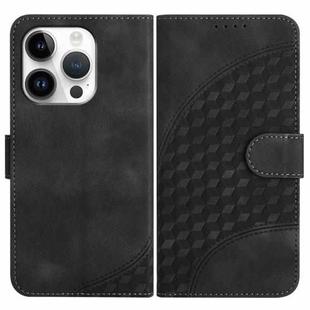 For iPhone 16 Pro YX0060 Elephant Head Embossed Phone Leather Case with Lanyard(Black)