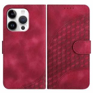 For iPhone 16 Pro YX0060 Elephant Head Embossed Phone Leather Case with Lanyard(Rose Red)