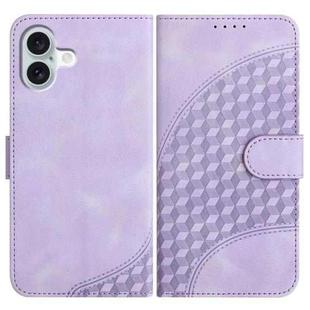 For iPhone 16 Plus YX0060 Elephant Head Embossed Phone Leather Case with Lanyard(Light Purple)