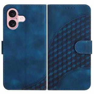 For iPhone 16 YX0060 Elephant Head Embossed Phone Leather Case with Lanyard(Royal Blue)