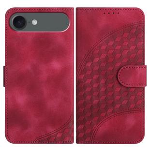 For iPhone 17 Air YX0060 Elephant Head Embossed Phone Leather Case with Lanyard(Rose Red)