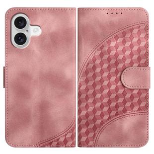 For iPhone 17 YX0060 Elephant Head Embossed Phone Leather Case with Lanyard(Pink)