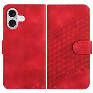 For iPhone 17 YX0060 Elephant Head Embossed Phone Leather Case with Lanyard(Red)