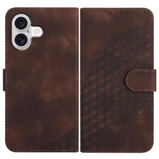 For iPhone 17 YX0060 Elephant Head Embossed Phone Leather Case with Lanyard(Coffee)