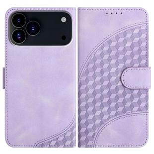 For iPhone 17 Pro Max YX0060 Elephant Head Embossed Phone Leather Case with Lanyard(Light Purple)