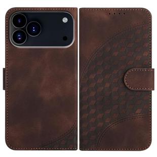 For iPhone 17 Pro Max YX0060 Elephant Head Embossed Phone Leather Case with Lanyard(Coffee)