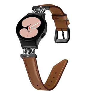 For Samsung Galaxy Watch6 / 6 Classic M Letter D-shaped Twill Leather Watch Band(Black Brown)