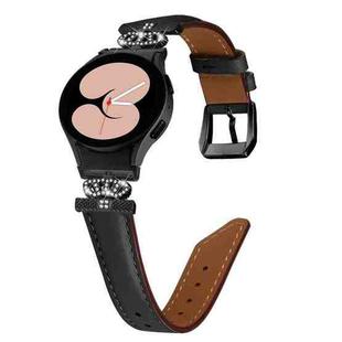 For Samsung Galaxy Watch6 / 6 Classic Crown D-shaped Twill Leather Watch Band(Black)