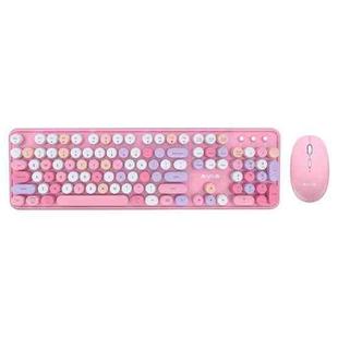 AULA AC306 104 Keys Retro Wireless Keyboard + Mouse Combo Set(Pink Colorful)