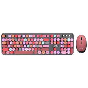 AULA AC306 104 Keys Retro Wireless Keyboard + Mouse Combo Set(Black Colorful)