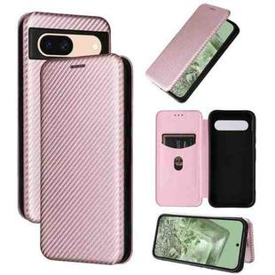 For Google Pixel 8a Carbon Fiber Texture Flip Leather Phone Case(Pink)