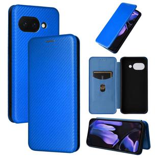 For Google Pixel 9a Carbon Fiber Texture Flip Leather Phone Case(Blue)