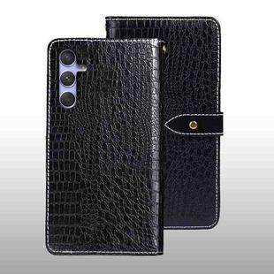 For Samsung Galaxy S23 FE 5G idewei Crocodile Texture Leather Phone Case(Black)