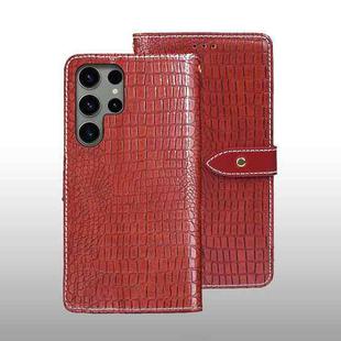 For Samsung Galaxy S24 Ultra 5G idewei Crocodile Texture Leather Phone Case(Red)