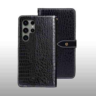 For Samsung Galaxy S24 Ultra 5G idewei Crocodile Texture Leather Phone Case(Black)