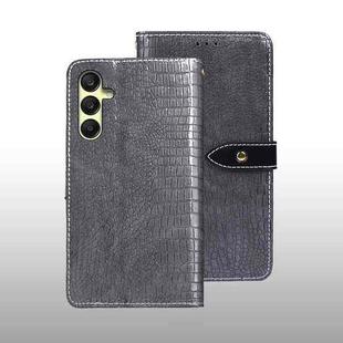 For Samsung Galaxy A25 5G idewei Crocodile Texture Leather Phone Case(Grey)