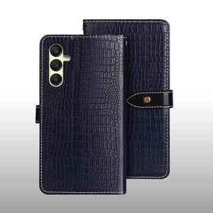 For Samsung Galaxy A25 5G idewei Crocodile Texture Leather Phone Case(Dark Blue)