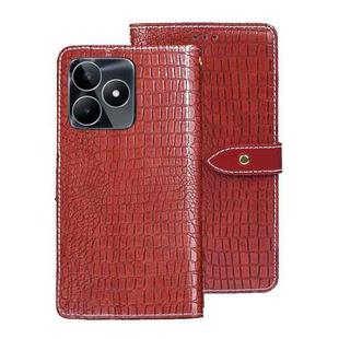 For Realme C53 4G / Narzo N53 idewei Crocodile Texture Leather Phone Case(Red)