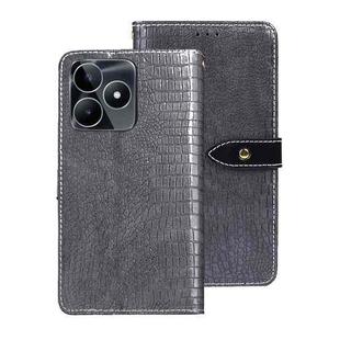For Realme C53 4G / Narzo N53 idewei Crocodile Texture Leather Phone Case(Grey)
