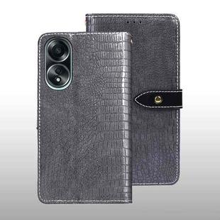 For OPPO A58 4G Global idewei Crocodile Texture Leather Phone Case(Grey)