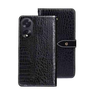 For OPPO A38 4G Global idewei Crocodile Texture Leather Phone Case(Black)