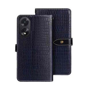 For OPPO A38 4G Global idewei Crocodile Texture Leather Phone Case(Dark Blue)