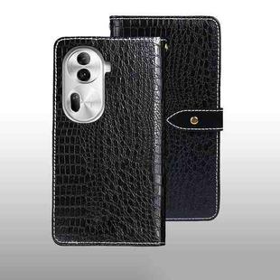 For OPPO Reno11 Pro 5G Global idewei Crocodile Texture Leather Phone Case(Black)