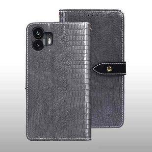 For Nothing Phone 2 idewei Crocodile Texture Leather Phone Case(Grey)
