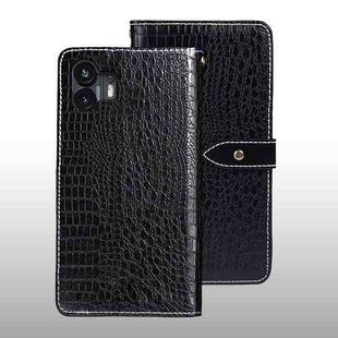 For Nothing Phone 2 idewei Crocodile Texture Leather Phone Case(Black)