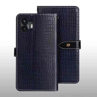 For Nothing Phone 2 idewei Crocodile Texture Leather Phone Case(Dark Blue)