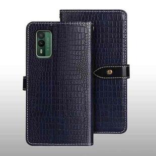 For Nokia XR21 idewei Crocodile Texture Leather Phone Case(Dark Blue)