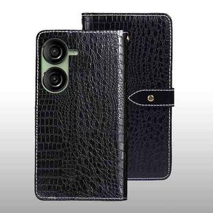 For Asus Zenfone 10 idewei Crocodile Texture Leather Phone Case(Black)