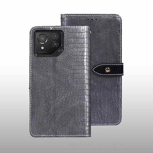 For ASUS ROG Phone 8 idewei Crocodile Texture Leather Phone Case(Grey)