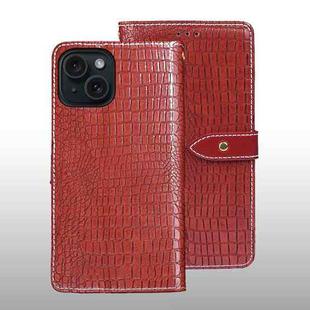 For iPhone 15 Pro idewei Crocodile Texture Leather Phone Case(Red)