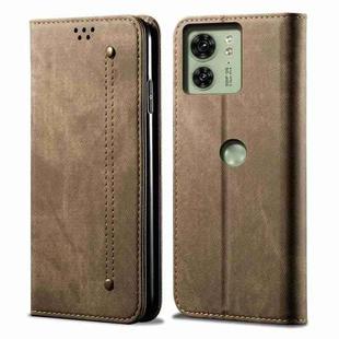 For Motorola Edge 40 Denim Texture Flip Leather Phone Case(Khaki)