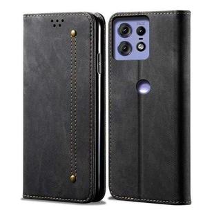 For Motorola Edge 50 Pro 5G Denim Texture Flip Leather Phone Case(Black)