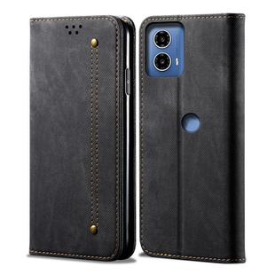 For Motorola Edge 50 Fusion Denim Texture Flip Leather Phone Case(Black)