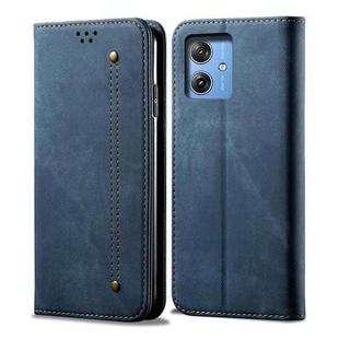 For Motorola Moto G54 5G Global Denim Texture Flip Leather Phone Case(Blue)