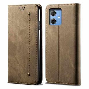 For Motorola Moto G64 5G Global Denim Texture Flip Leather Phone Case(Khaki)