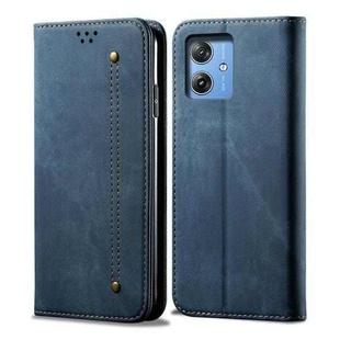 For Motorola Moto G64 5G Global Denim Texture Flip Leather Phone Case(Blue)