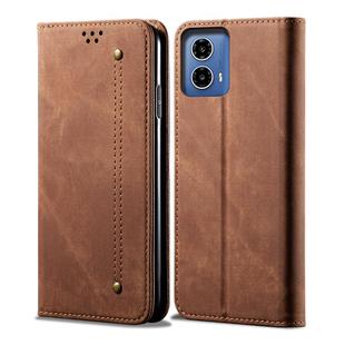 For Motorola Moto G34 5G / G45 5G Denim Texture Flip Leather Phone Case(Brown)