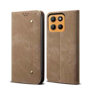 For Motorola Moto G15 Denim Texture Flip Leather Phone Case(Khaki)