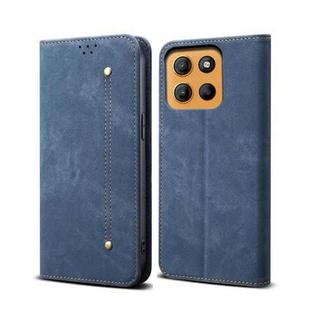 For Motorola Moto G15 Denim Texture Flip Leather Phone Case(Blue)