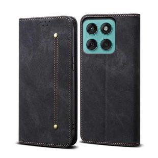 For Motorola Moto G56 5G Denim Texture Flip Leather Phone Case(Black)