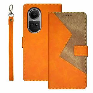 For OPPO Reno10 / Reno10 Pro Global idewei Two-color Splicing Leather Phone Case(Orange)