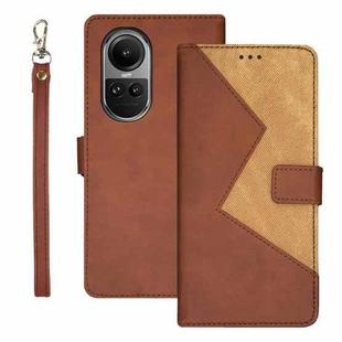 For OPPO Reno10 / Reno10 Pro Global idewei Two-color Splicing Leather Phone Case(Brown)